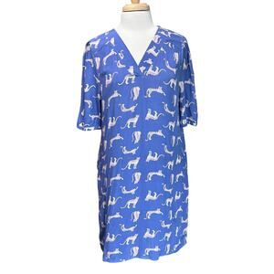 Michelle McDowell WINNIE WILD HEART JAGUAR Blue Beachy Coastal Shirt Dress M